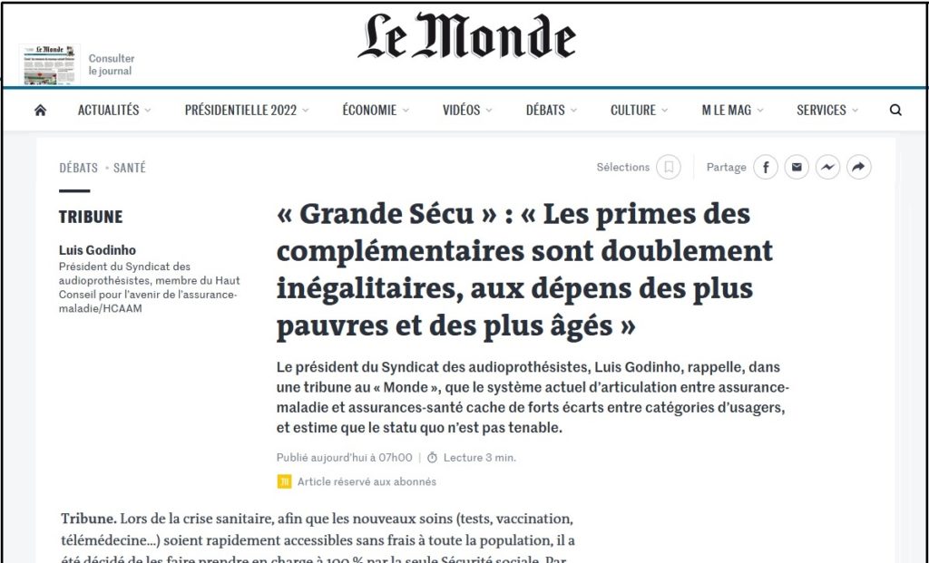 Extrait article "Le monde" : "Grande Sécu"